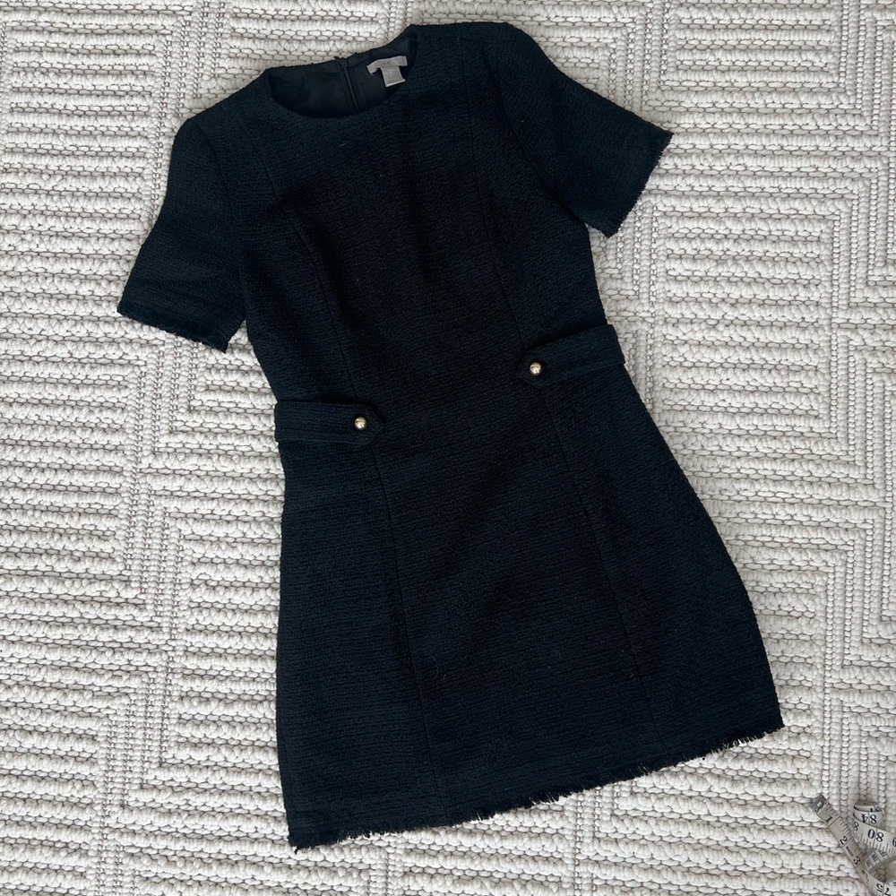 H&M Boucle Black Short Sleeve Dress